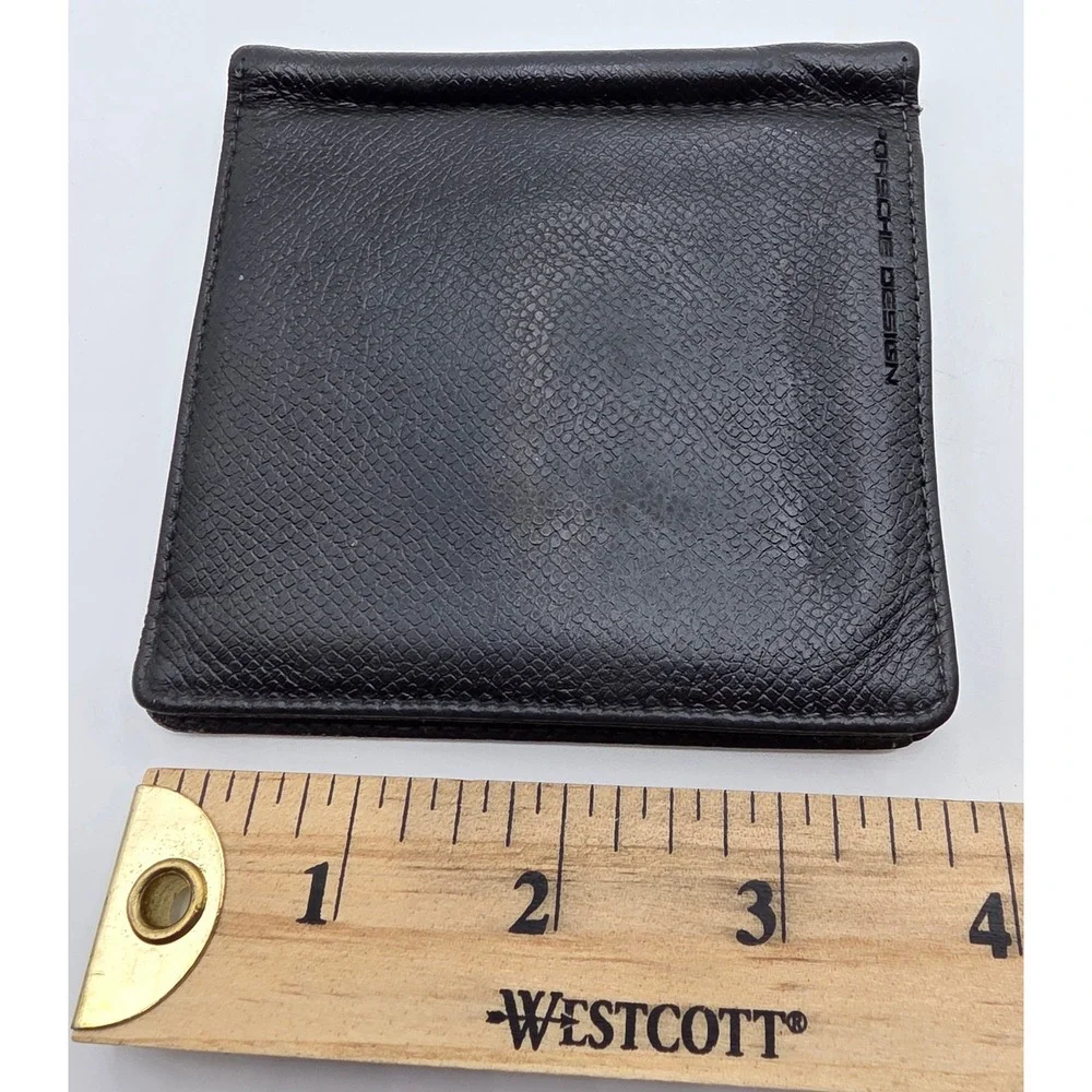 RARE Porsche Design Leather Bifold Money Clip Wallet Mens Luxury Accessory